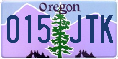 OR license plate 015JTK