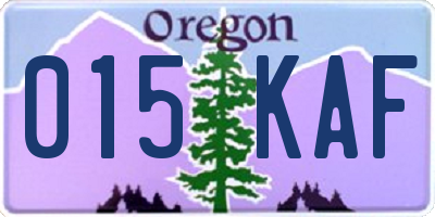 OR license plate 015KAF