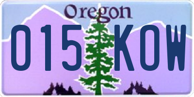 OR license plate 015KOW