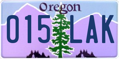 OR license plate 015LAK