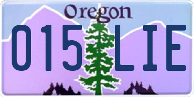 OR license plate 015LIE