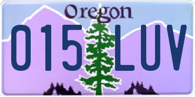 OR license plate 015LUV