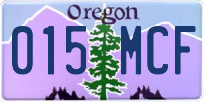OR license plate 015MCF