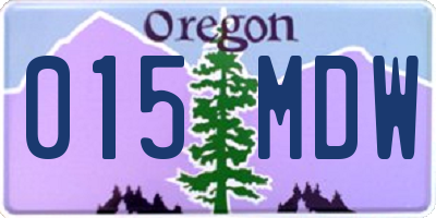 OR license plate 015MDW