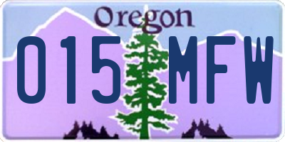 OR license plate 015MFW