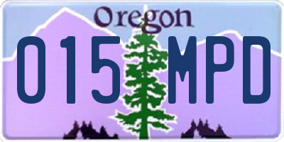 OR license plate 015MPD