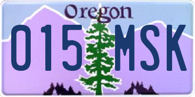 OR license plate 015MSK