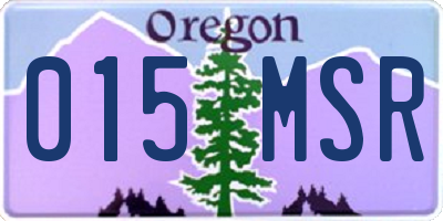 OR license plate 015MSR