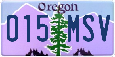 OR license plate 015MSV