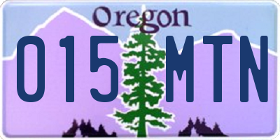 OR license plate 015MTN