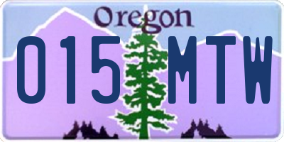 OR license plate 015MTW