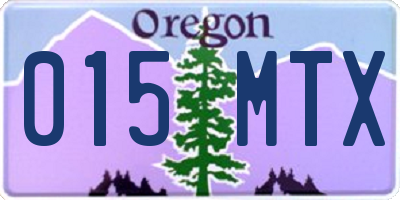 OR license plate 015MTX
