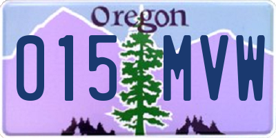 OR license plate 015MVW