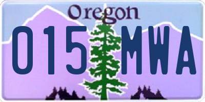 OR license plate 015MWA