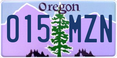 OR license plate 015MZN