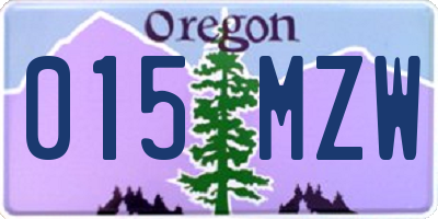 OR license plate 015MZW