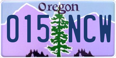 OR license plate 015NCW