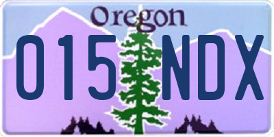 OR license plate 015NDX