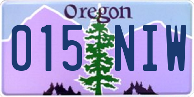 OR license plate 015NIW