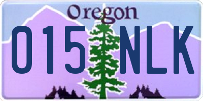 OR license plate 015NLK
