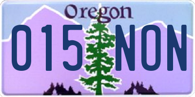 OR license plate 015NON