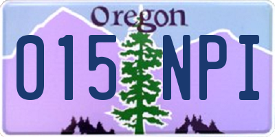 OR license plate 015NPI
