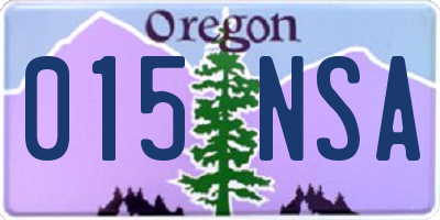 OR license plate 015NSA