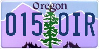 OR license plate 015OIR