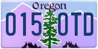 OR license plate 015OTD
