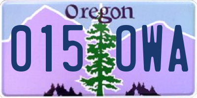 OR license plate 015OWA