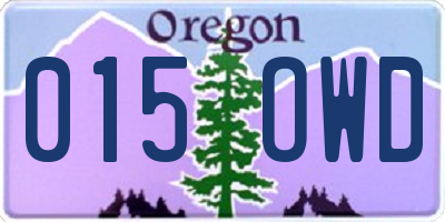 OR license plate 015OWD