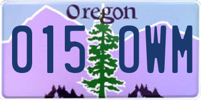OR license plate 015OWM