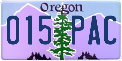 OR license plate 015PAC