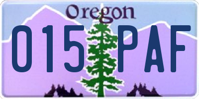 OR license plate 015PAF