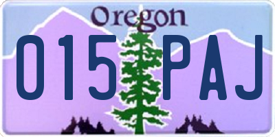 OR license plate 015PAJ