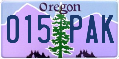OR license plate 015PAK