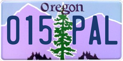 OR license plate 015PAL