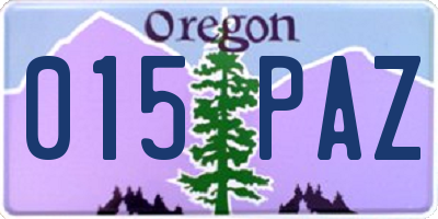 OR license plate 015PAZ
