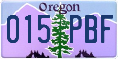 OR license plate 015PBF