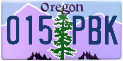 OR license plate 015PBK