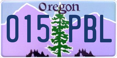 OR license plate 015PBL