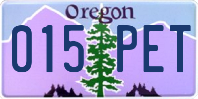 OR license plate 015PET