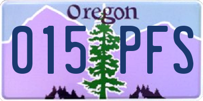 OR license plate 015PFS