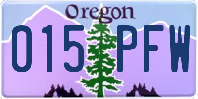 OR license plate 015PFW