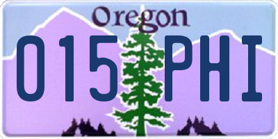 OR license plate 015PHI
