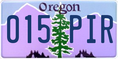 OR license plate 015PIR