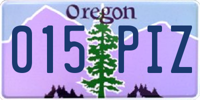 OR license plate 015PIZ