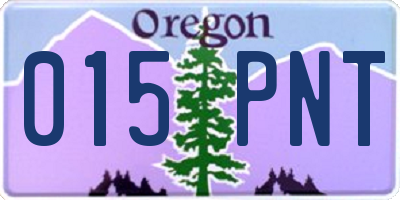 OR license plate 015PNT