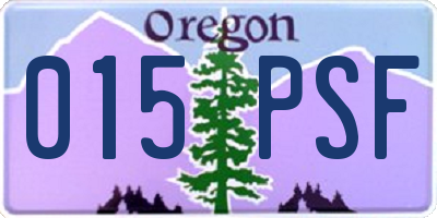 OR license plate 015PSF