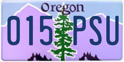 OR license plate 015PSU